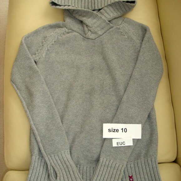 Ivivva Girl by Lululemon 🍋 thumbholes grey pullover sweater with hood size 10 - Picture 5 of 5